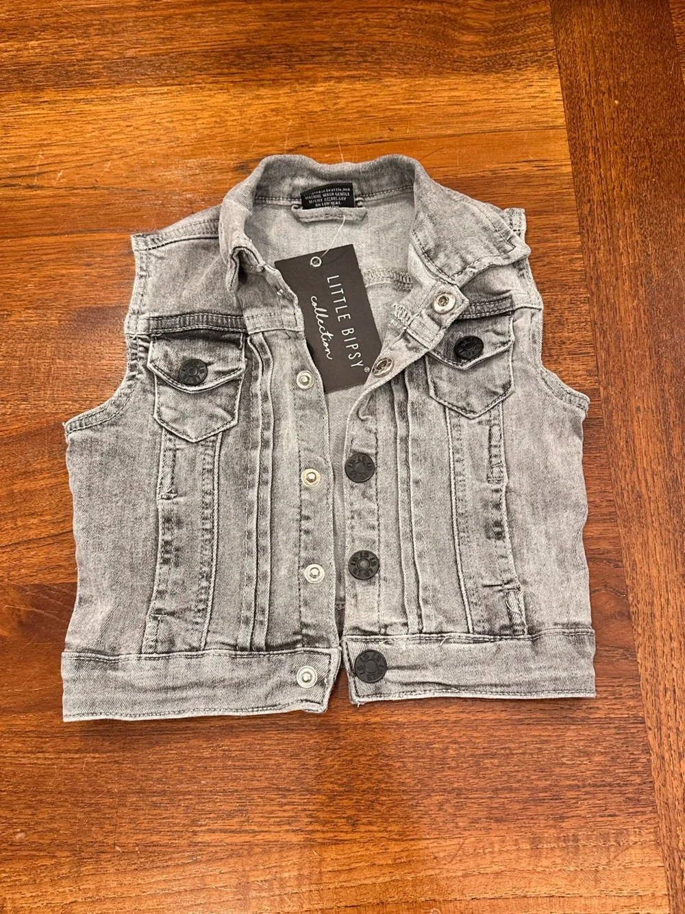 NWT Little Bipsy Grey Denim Vest, 6-12 Months
